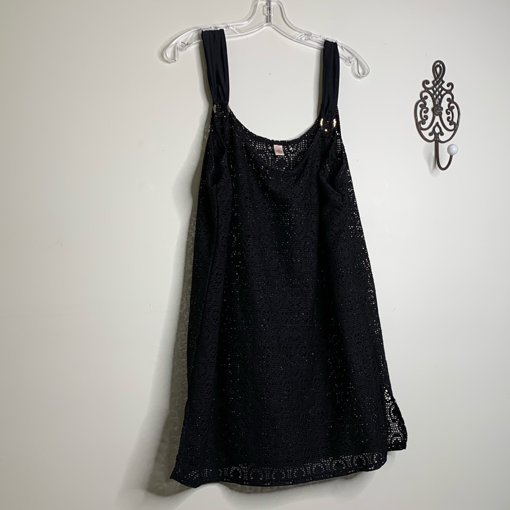 Tropical Escape Sheer Lace Black Cover-Up Sz XL - Picture 4 of 4